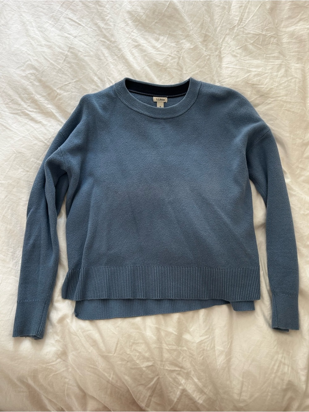 L.L. Bean Women's Blue Crewneck cotton cashmere Sweater